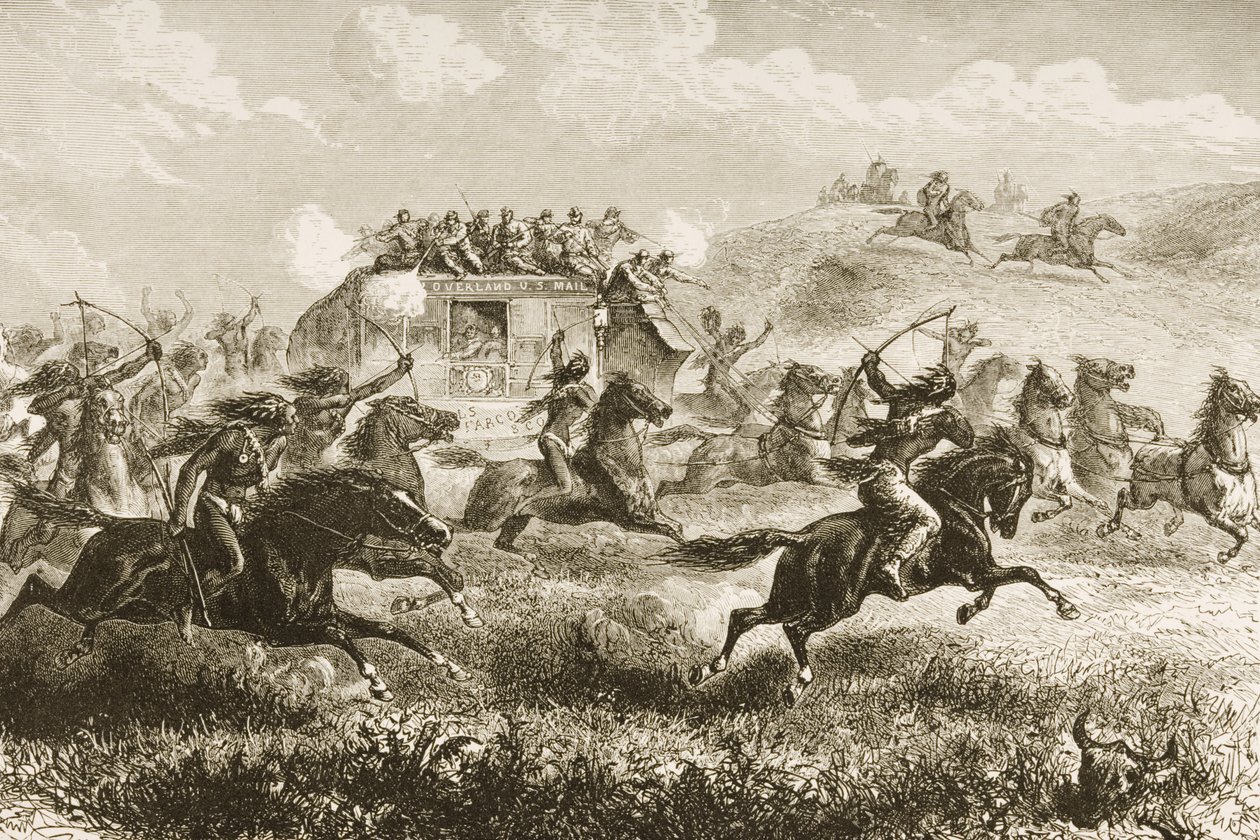 Carrying United States Mail Através da Sierra Nevada em 1860, da &39;American Pictures&39;, publicado pela The Religious Tract Society, 1876 de English School