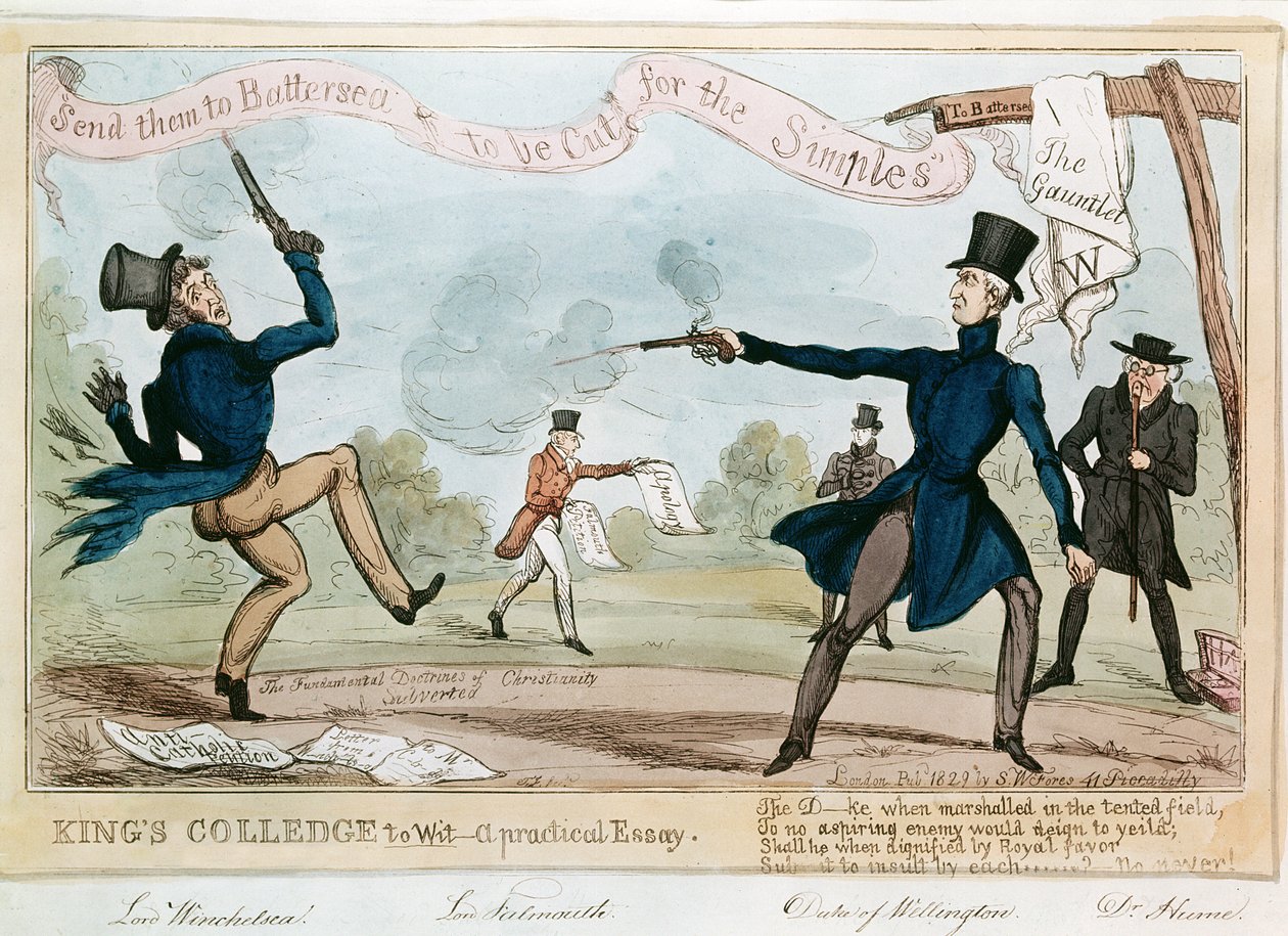 Desenhos animados do Duque de Wellington Dueling de English School