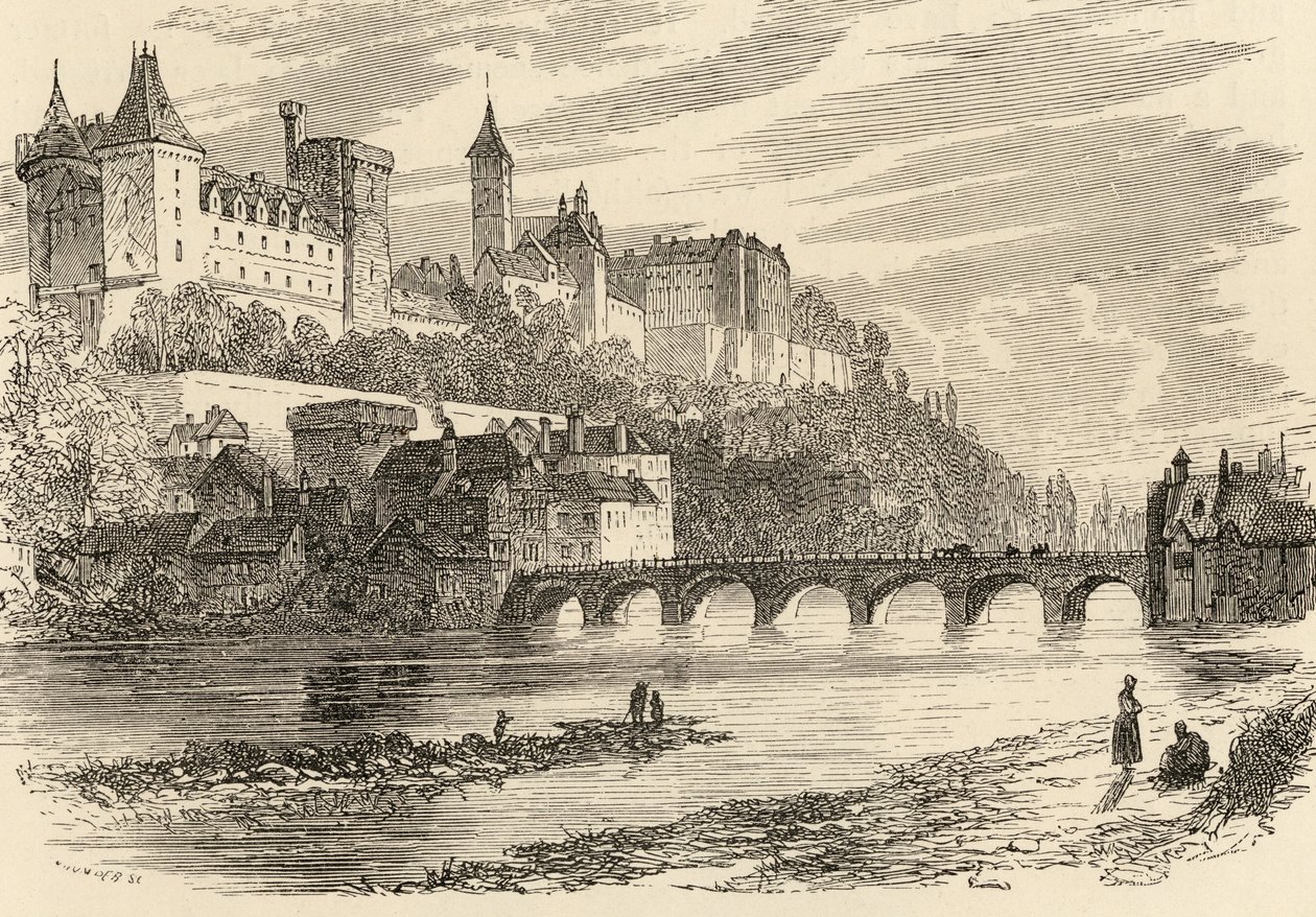 Castelo de Pau, Espanha, do livro &39;Imagens espanholas&39; do reverendo Samuel Manning, publicado em 1870 de English School