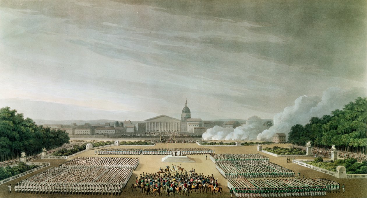 Cerimônia do Te Deum pelos Exércitos Aliados na Praça Luís XV, em Paris, em 10 de abril de 1814 de English School