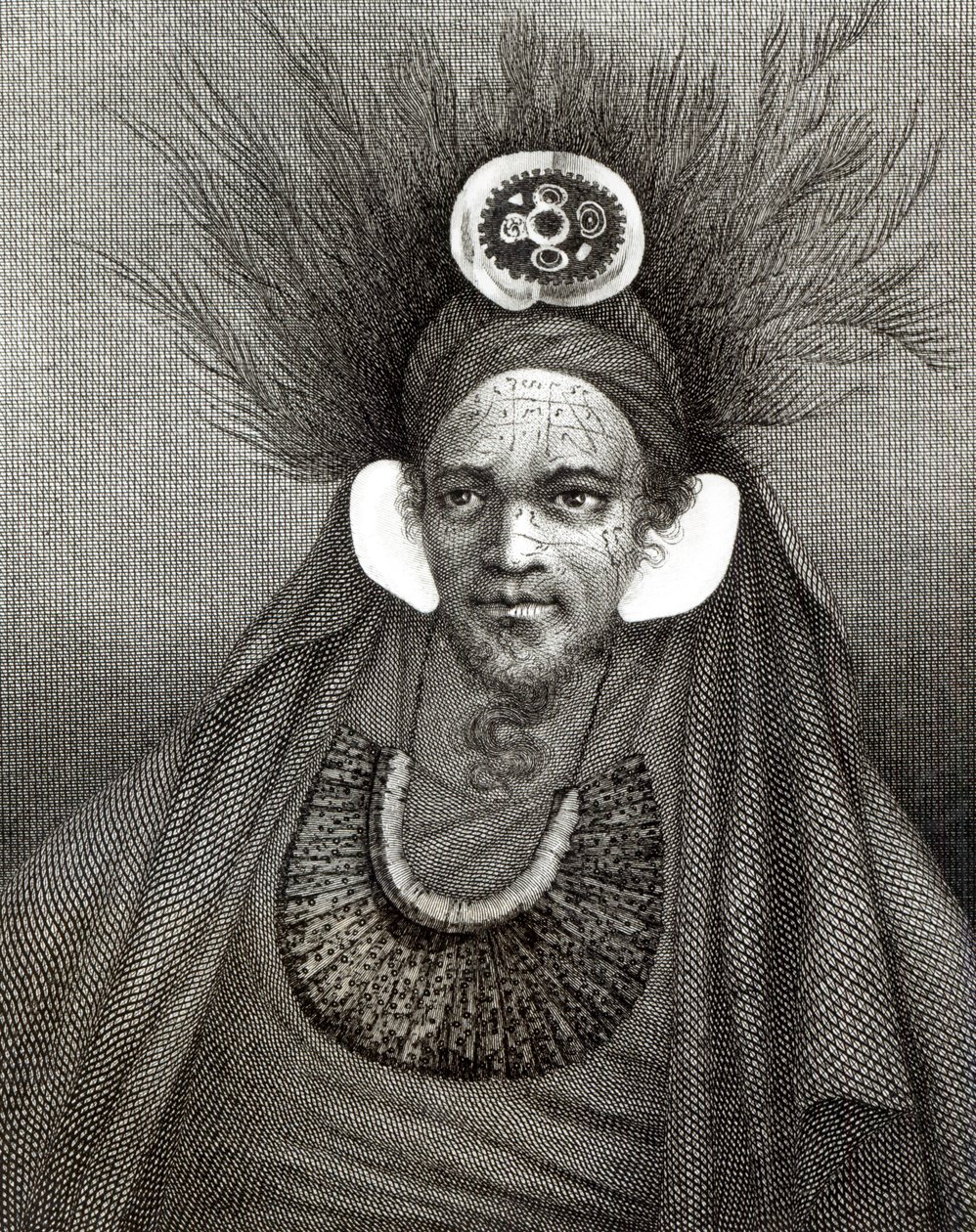 Chefe de St.Christina, ilustração de "Viagem ao redor do mundo para o pólo sul", pelo capitão James Cook (1728-79) de English School