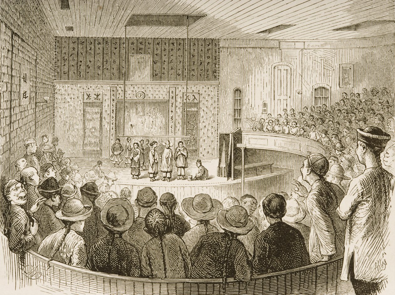 Teatro Chinês, São Francisco, Califórnia, de &39;American Pictures&39;, publicado pela The Religious Tract Society, 1876 de English School