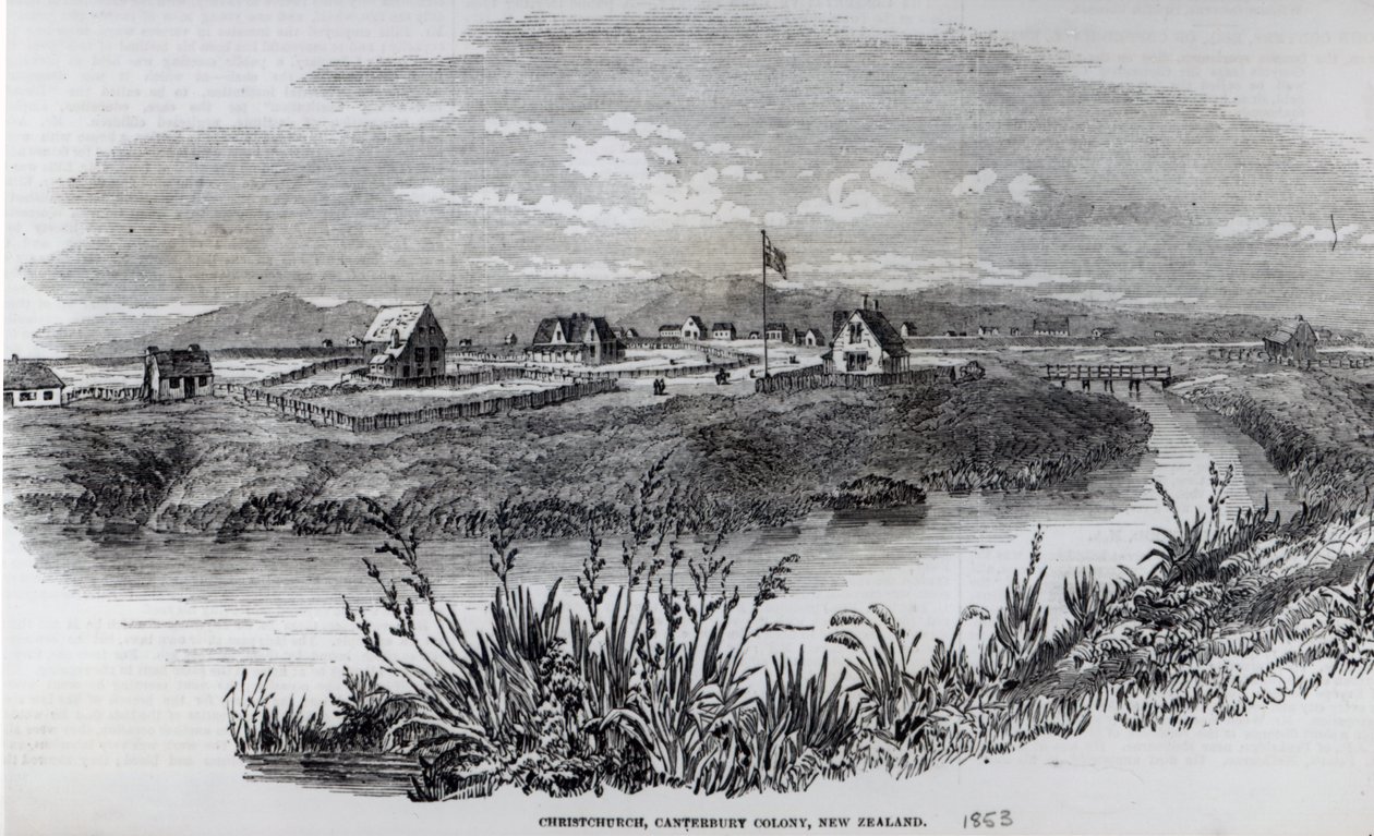 Christchurch, Colônia de Canterbury, Nova Zelândia, de &39;The Illustrated London News&39;, 9 de abril de 1853 de English School