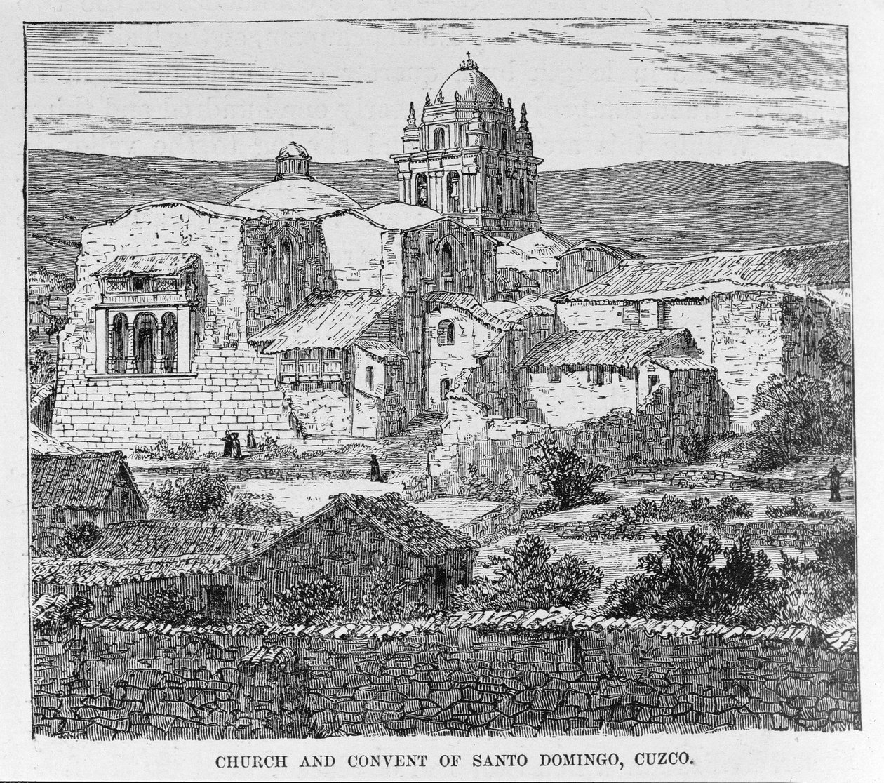 Igreja e Convento de Santo Domingo, Cuzco, Peru, de &39;Incidentes de Viagem e Exploração na Terra dos Incas&39; por E. George Squier, pub. em 1878 de English School