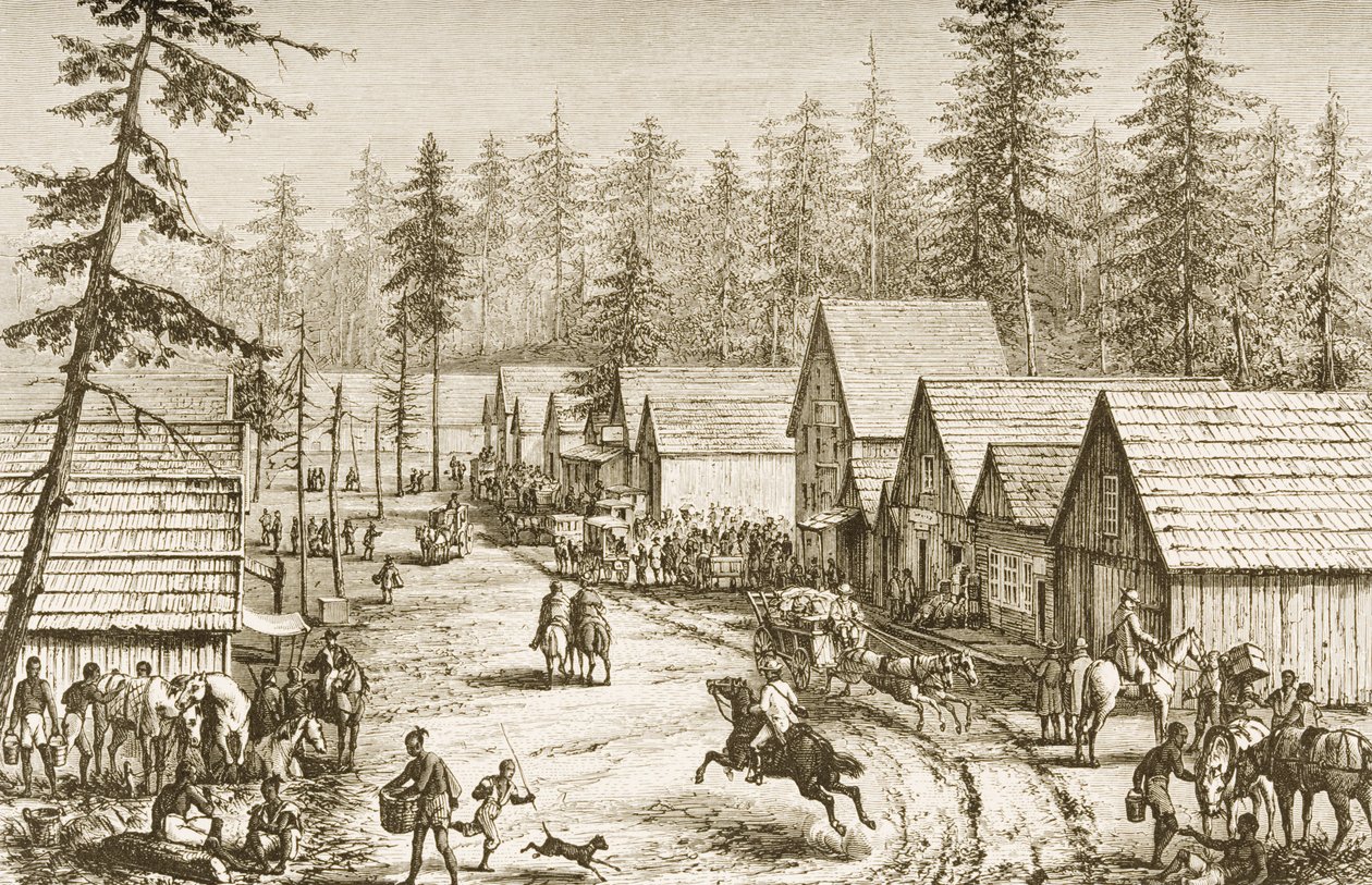 Cisco Station, Califórnia, da &39;American Pictures&39;, publicado pela The Religious Tract Society, 1876 de English School