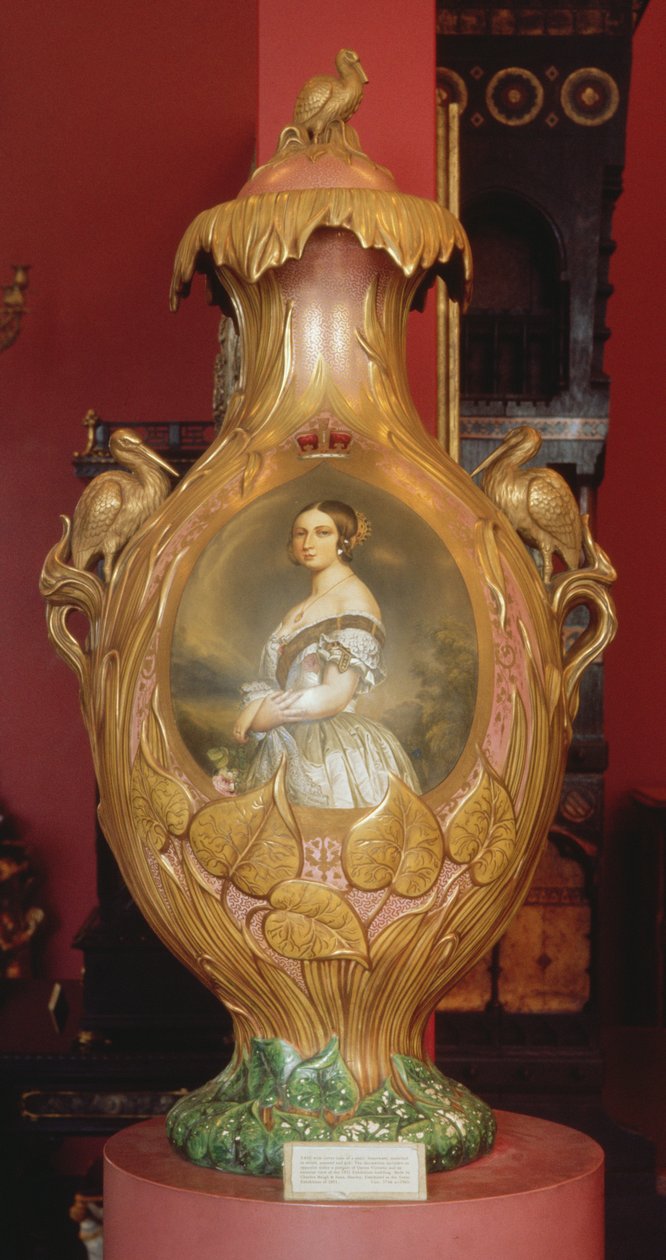 Vaso comemorativo com um retrato da Rainha Vitória, 1851 (cerâmica) de English School
