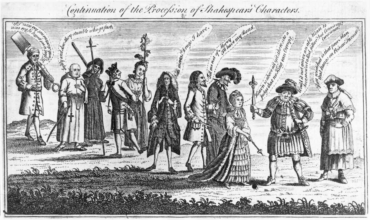 Continuação da Procissão dos personagens de Shakespeare durante as celebrações do Jubileu, 1769 de English School
