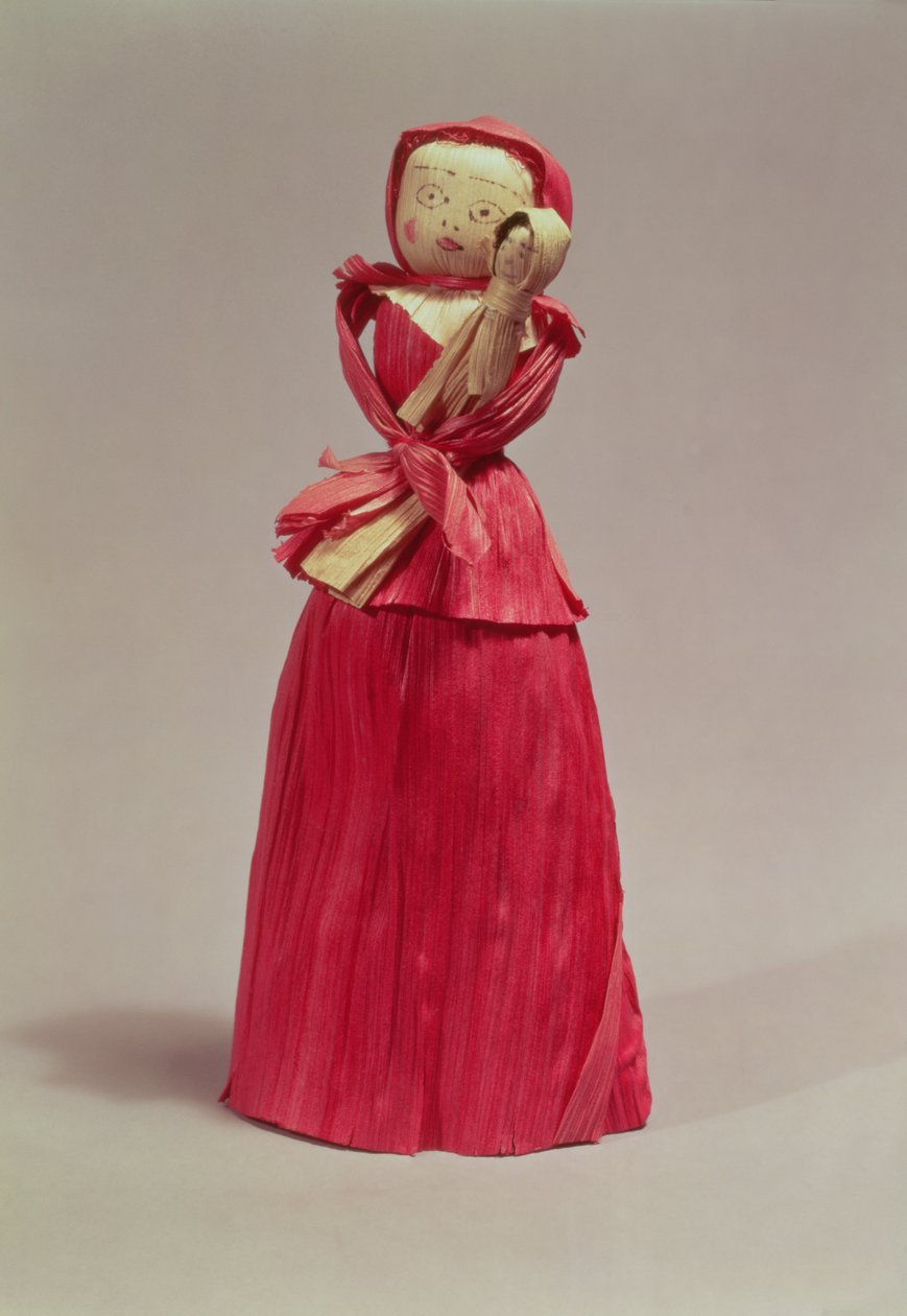 Boneca de casca de milho, vitoriana, c.1880 de English School