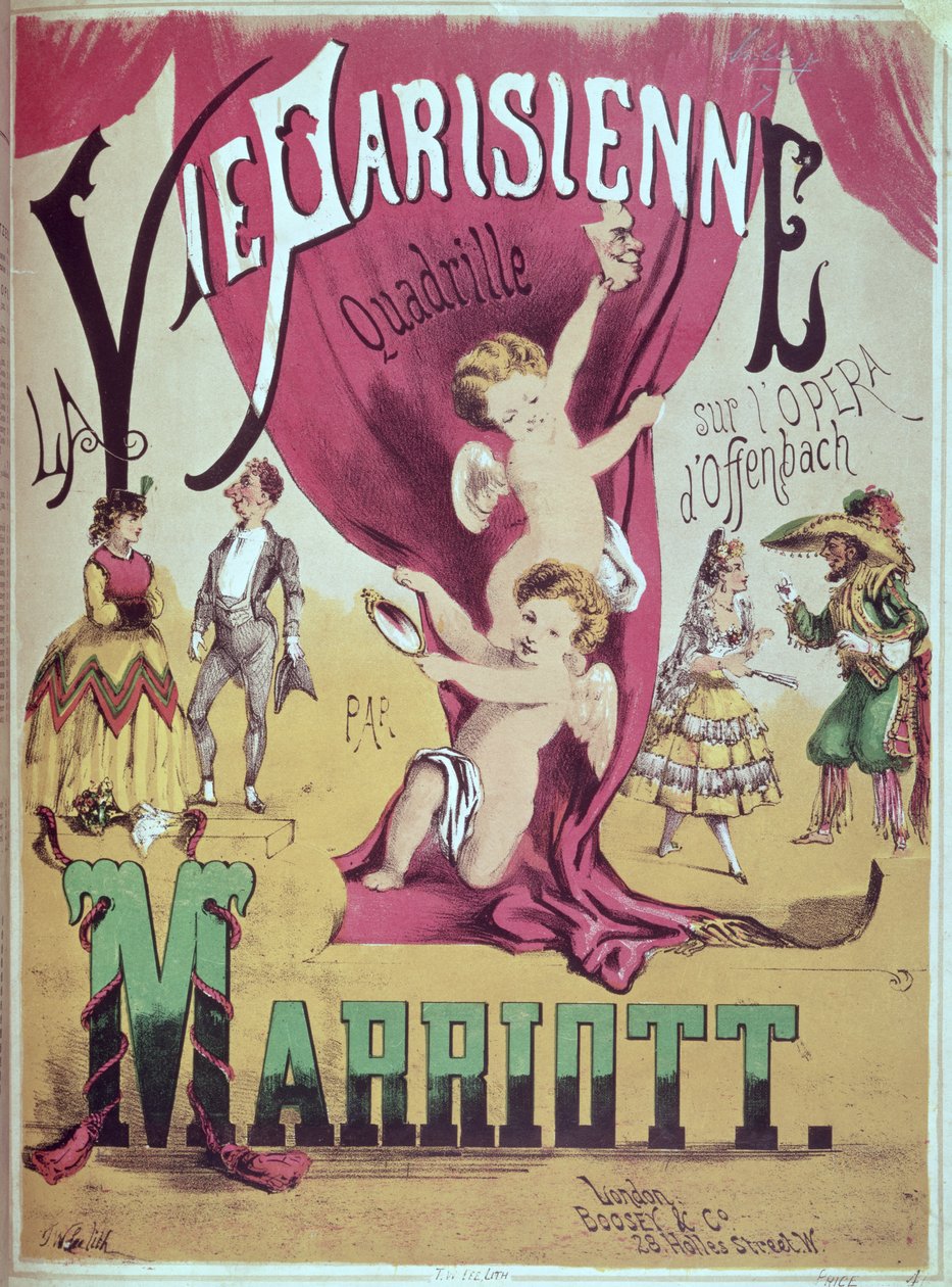 Capa da súmula para &39;La Vie Parisienne Quadrille&39; de Charles Marriott, gravada por TW Lee de English School