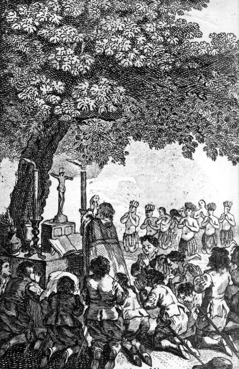 DeCabral descobre o Brasil, terras e faz com que a missa seja cantada debaixo de uma árvore de English School