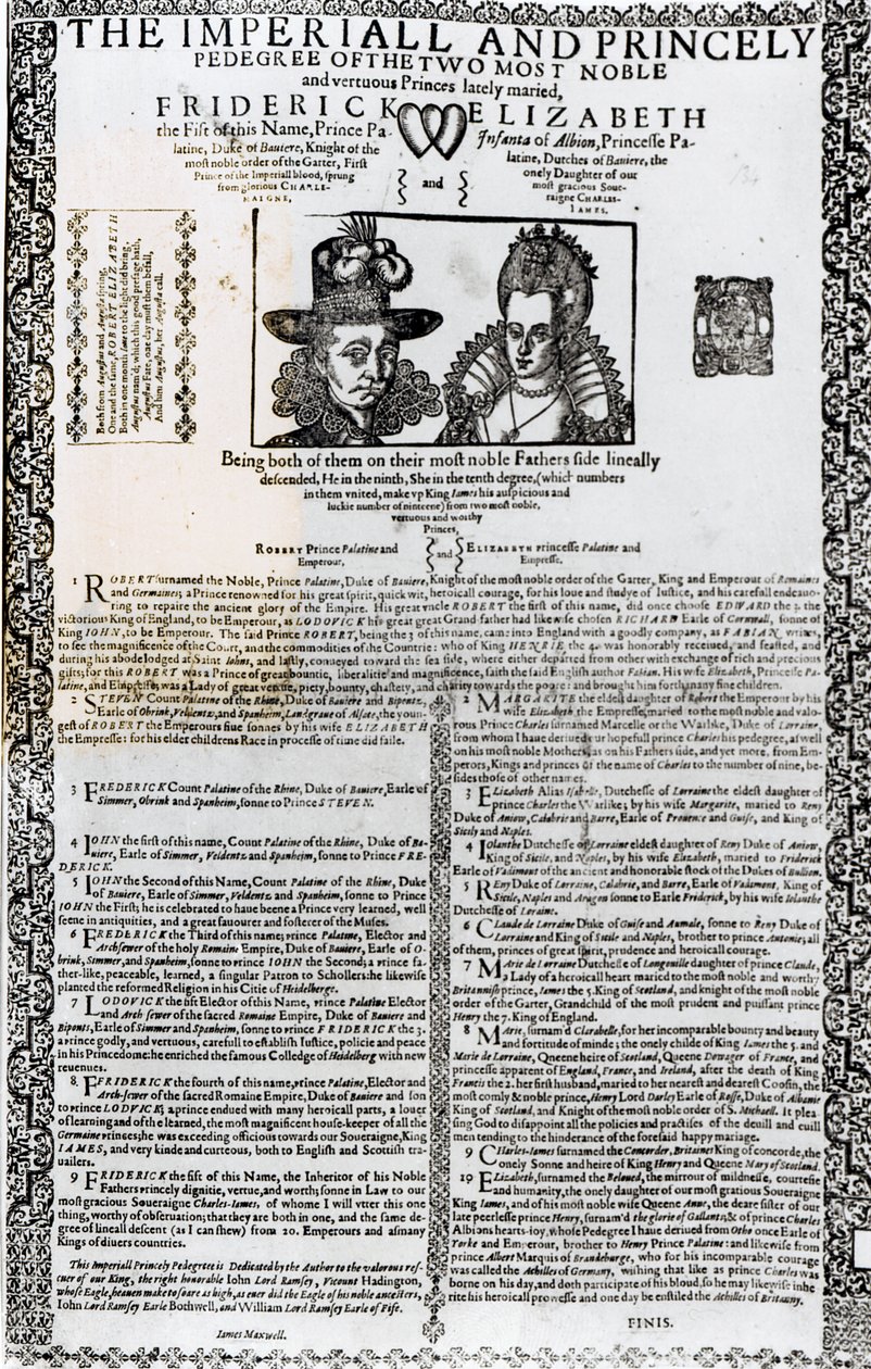 Declaração do casamento de Frederico V e Isabel da Boêmia de English School