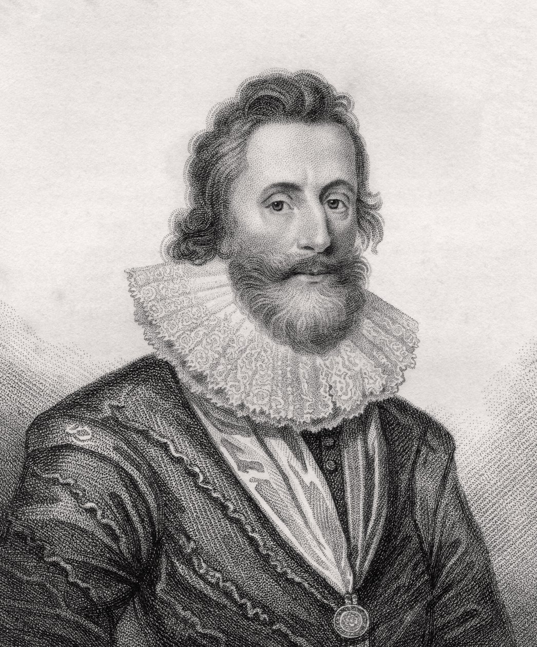 Dudley North, gravado por Rivers, ilustração de "Um catálogo de autores reais e nobres, volume III", publicado em 1806 de English School