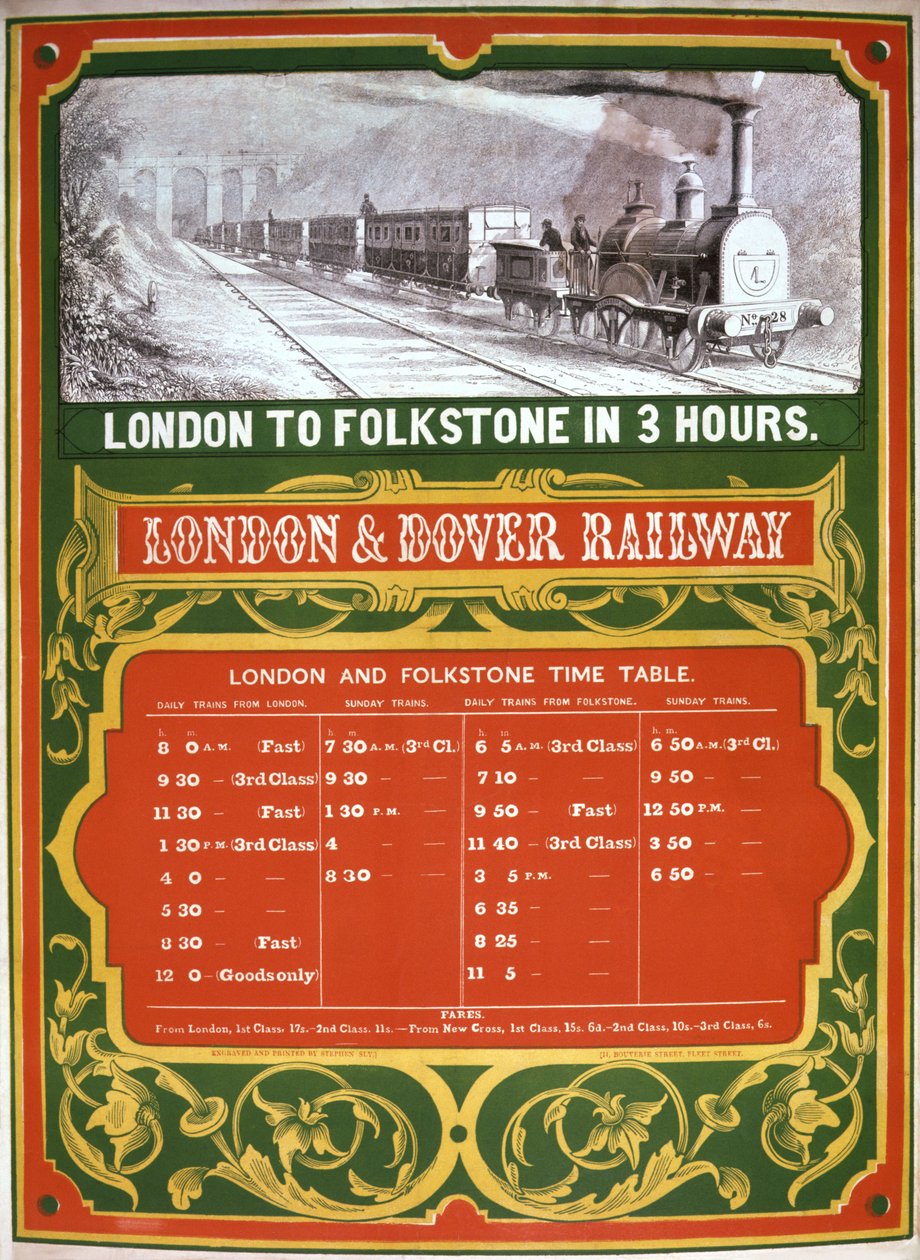 Horário inicial da London to Dover Railway de English School