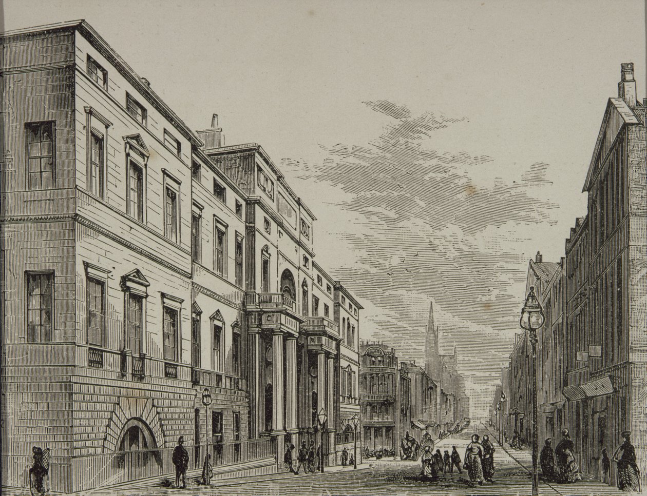 Universidade de Edimburgo em 1880, da Scottish Pictures, publicada pela Sociedade de Tratados Religiosos, 1886 de English School