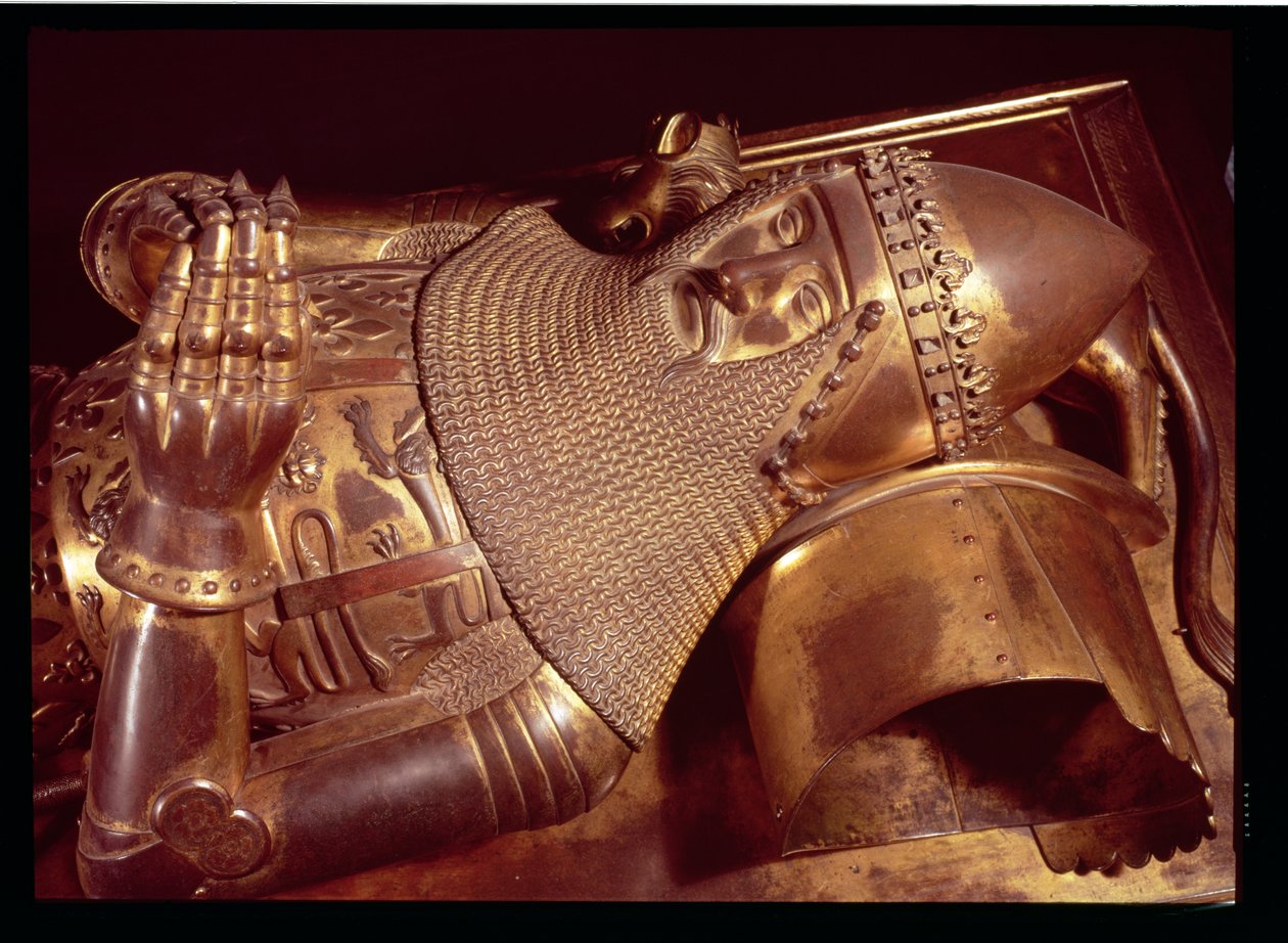 Edward, o Príncipe Negro (1330-76): efígie na Catedral de Canterbury (bronze dourado) (veja também 2369) de English School