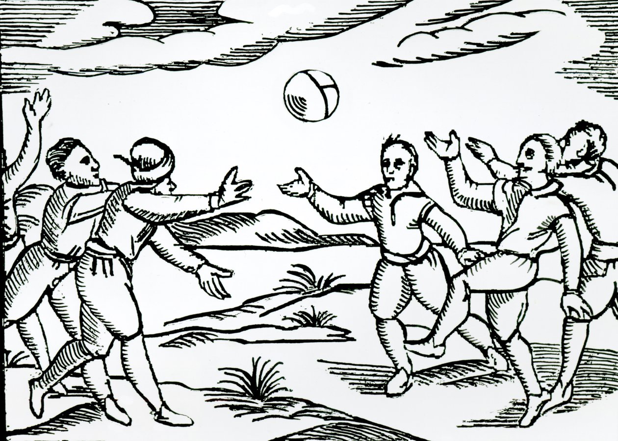 Futebol elizabetano (impressão em xilogravura) de English School