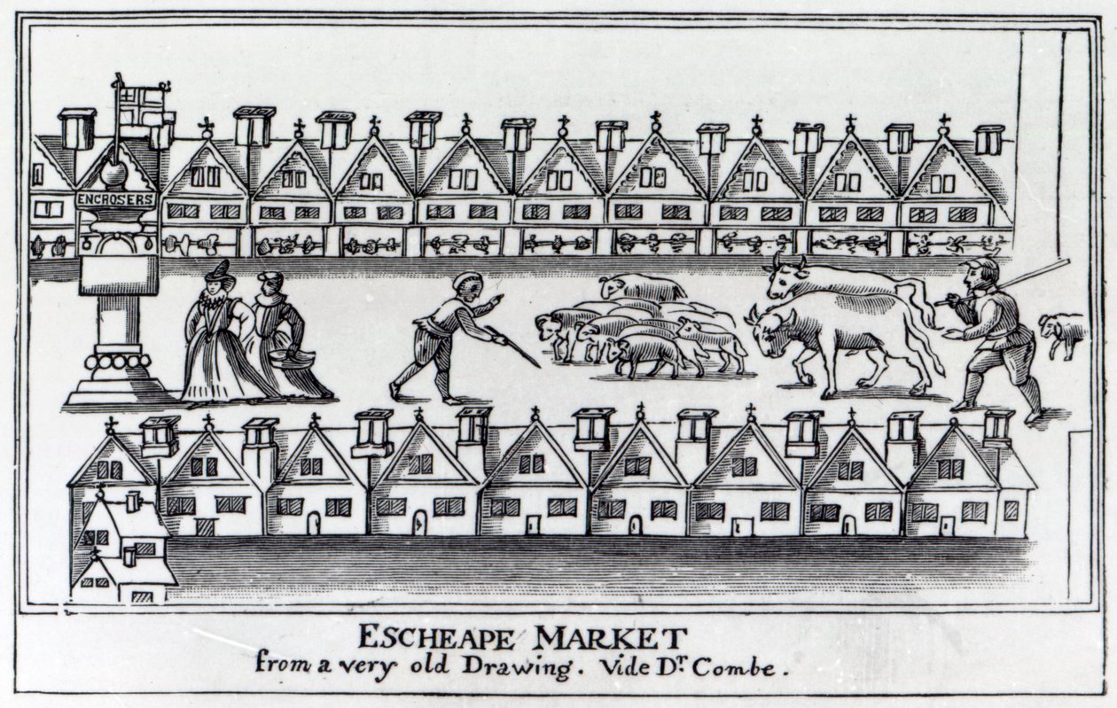 Escheape Market, depois de um desenho original de c.1598 de English School