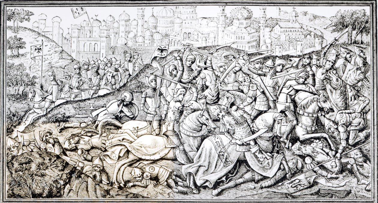 Fac-símile da Conquista de Jerusalém por Carlos Magno, das &39;Chroniques de Charlemagne&39; de English School