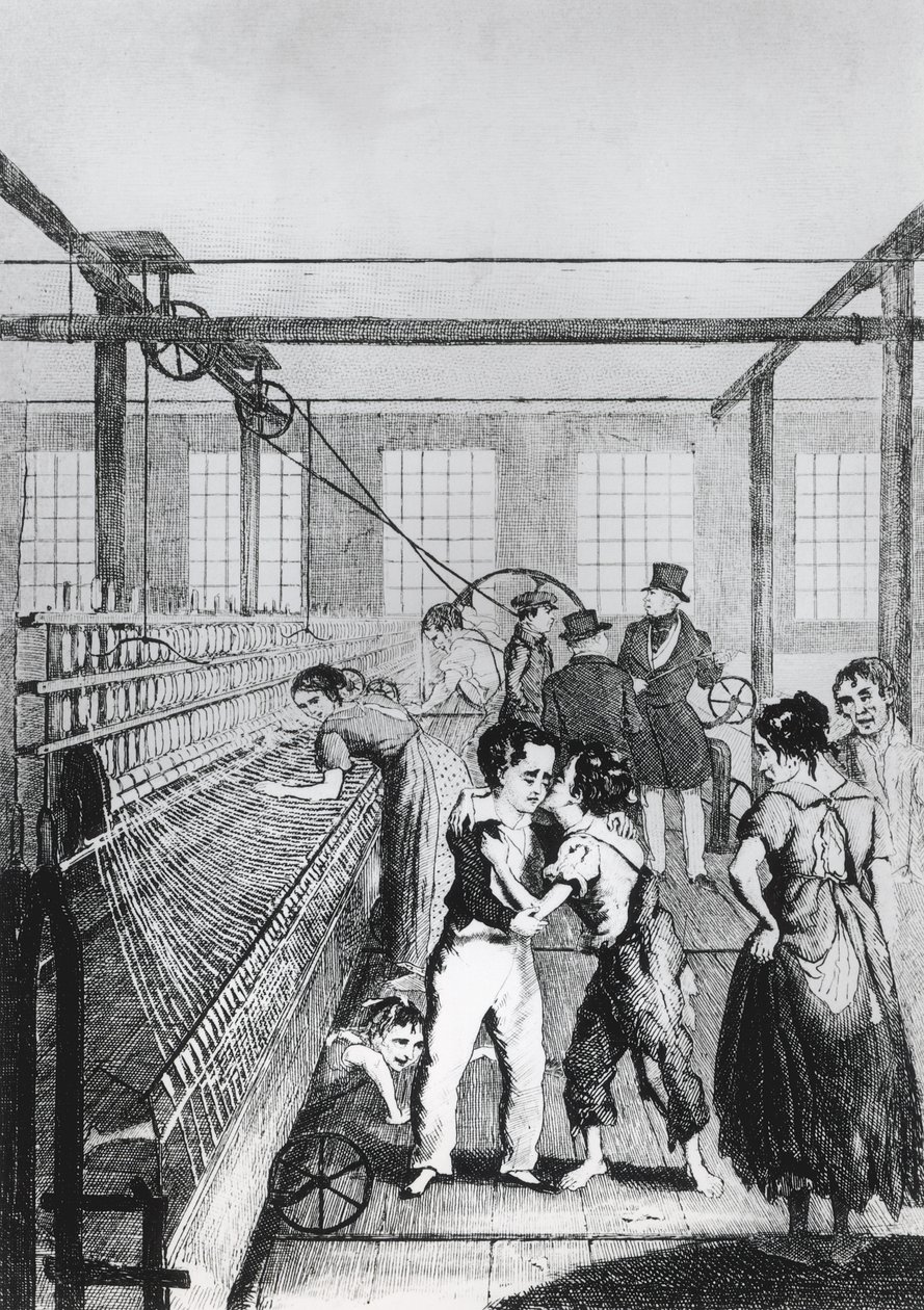 Fábrica de crianças, ou amor conquistar o medo !, ilustração de &39;Michael Armstrong: Factory Boy&39; por Frances Trollope, publicado em 1840 de English School