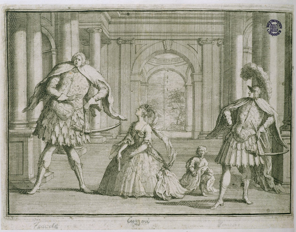 Farinelli, Cuzzoni e Senesino em Handels Flavio, c.1728 de English School