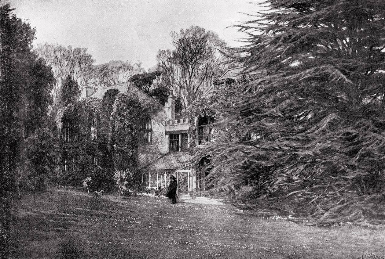 Farringford em Freshwater Bay, casa de Alfred Lord Tennyson (1809-92) de English School