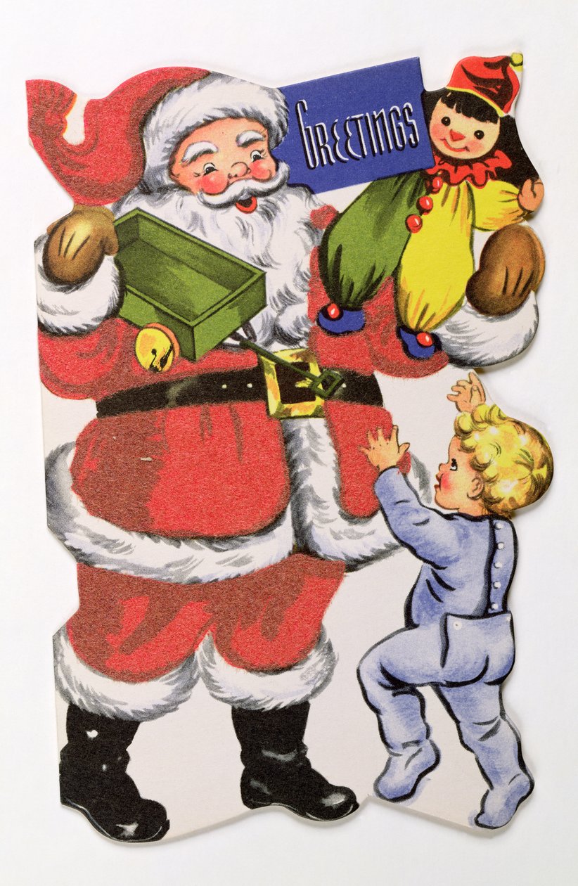 Pai Natal, cartão de Natal vitoriano de English School