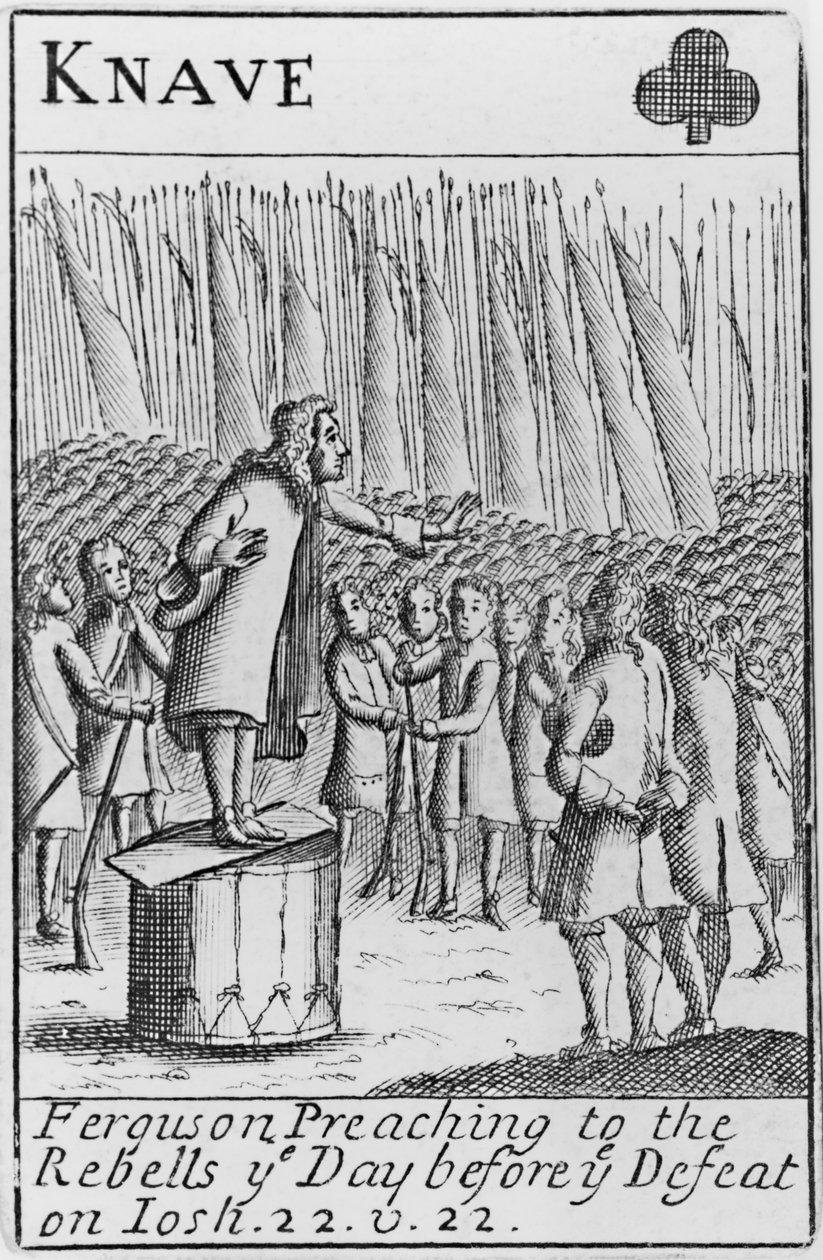 Ferguson pregando aos rebeldes no dia anterior à derrota da Rebelião de Monmouth de English School