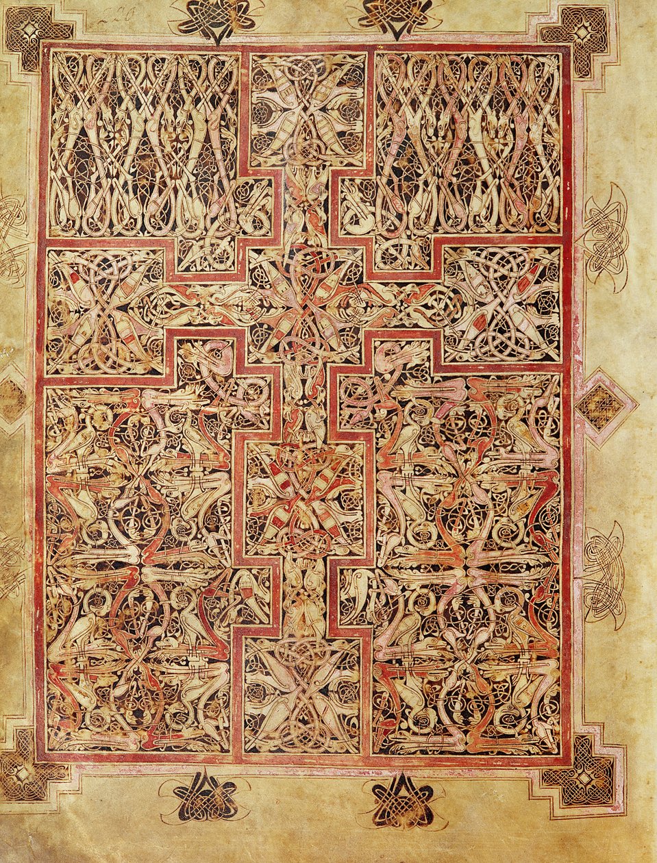 Fol.220 Página do tapete, dos Evangelhos de Lichfield, c. de English School