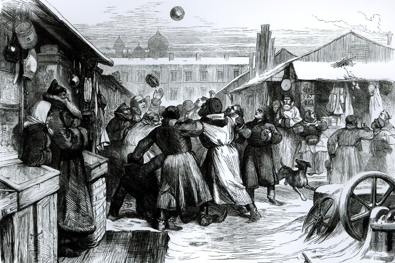 Futebol no Mercado dos Judeus, São Petersburgo, do &39;Illustrated London News&39;, 1874 1874 de English School