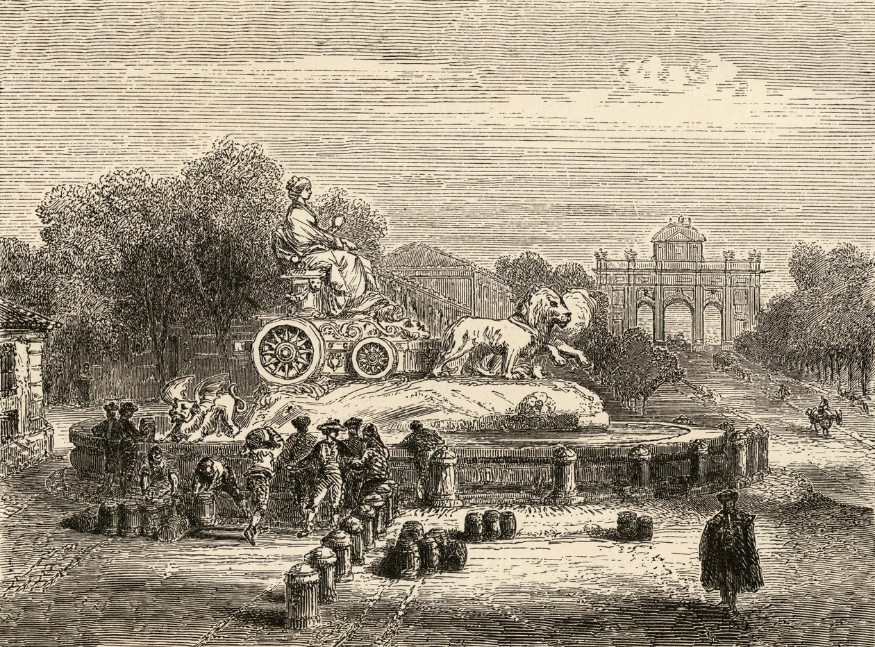 Fonte de Cibeles, Madrid, ilustração de &39;espanhol fotos&39; pelo Rev. Samuel Manning de English School