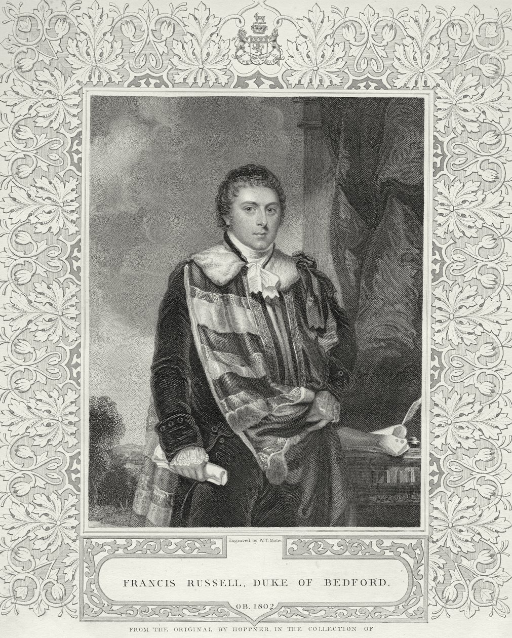 Francis Russell (1765-1802) 5º Duque de Bedford, gravado por WT Mote de English School