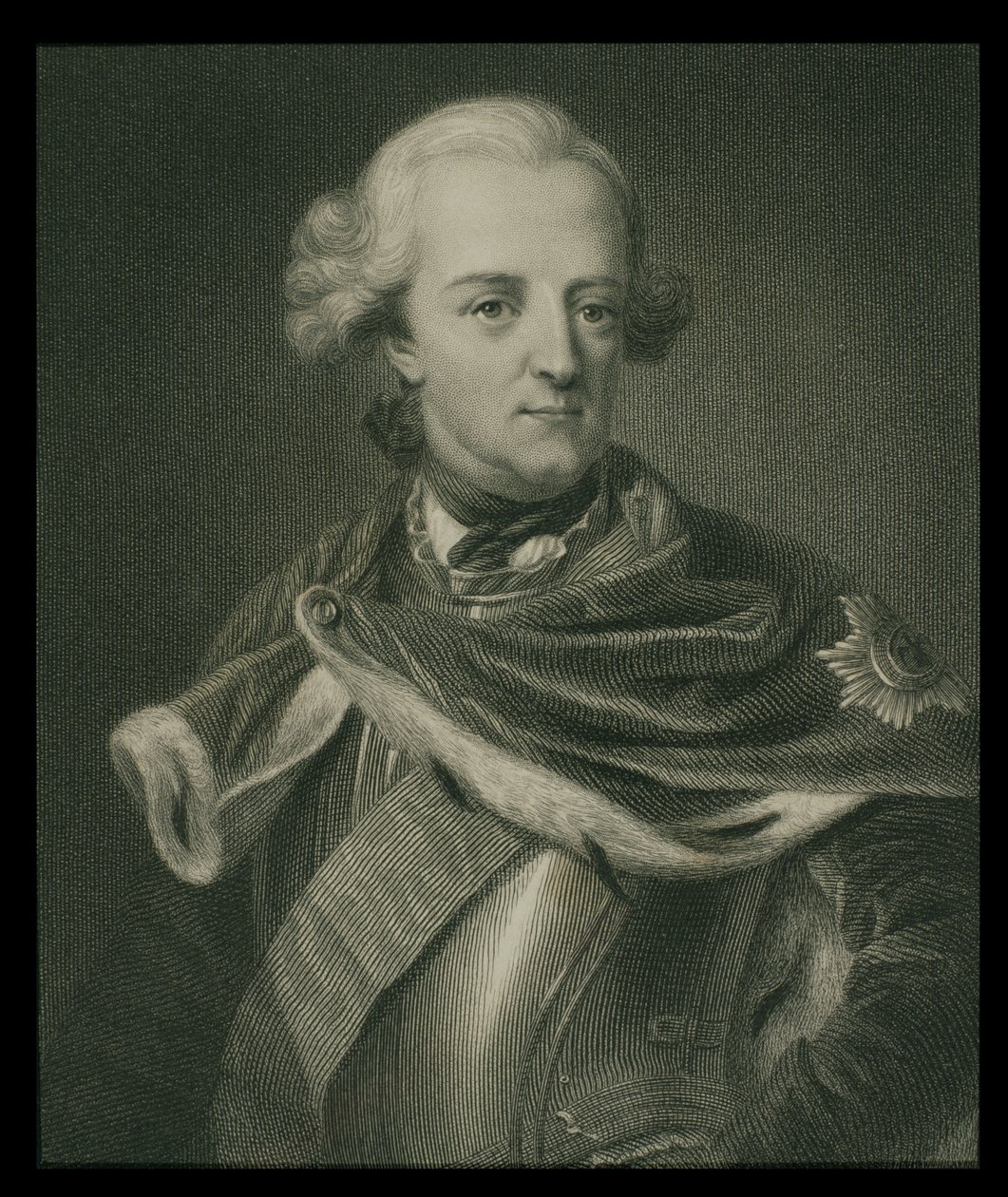 Frederico II (1712-86), rei da Prússia, de "A Galeria dos Retratos", publicado em 1833 de English School