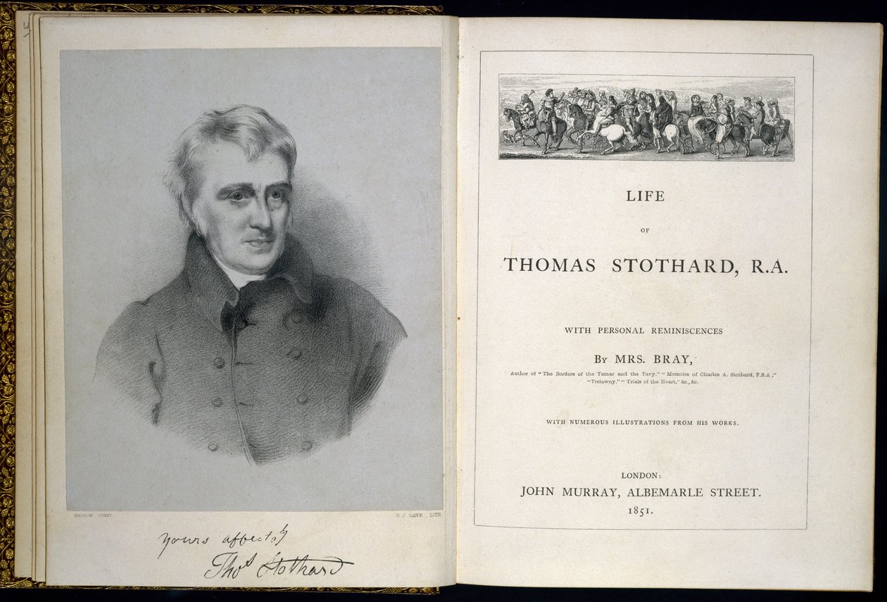 Frontispício e página de título de &39;Life of Thomas Stothard, RA&39; por Anna Eliza Bray, publicado em Londres, 1851 de English School
