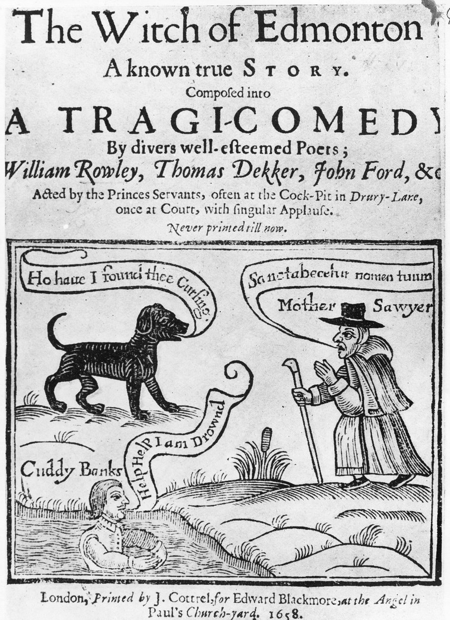 Frontispício para a bruxa de Edmonton, uma história conhecida conhecida &39;, 1658 de English School