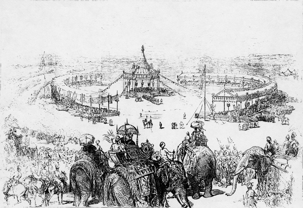 Visão geral geral do Imperial Durbar em Delhi, publicado no Illustrated London News 10 de fevereiro de 1877 de English School