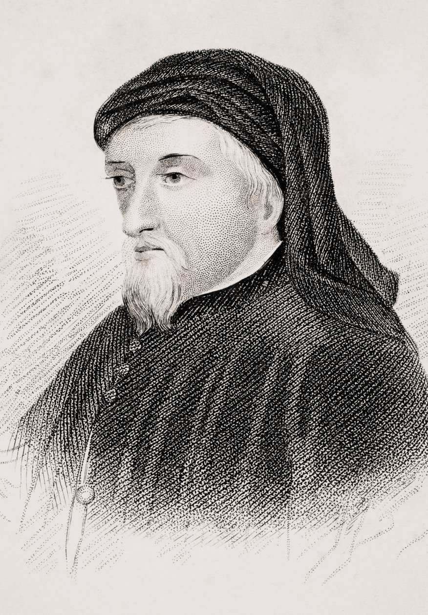 Geoffrey Chaucer, de &39;Old England&39;s Worthies&39; de Lord Brougham e outros, publicou Londres, em 1880 de English School