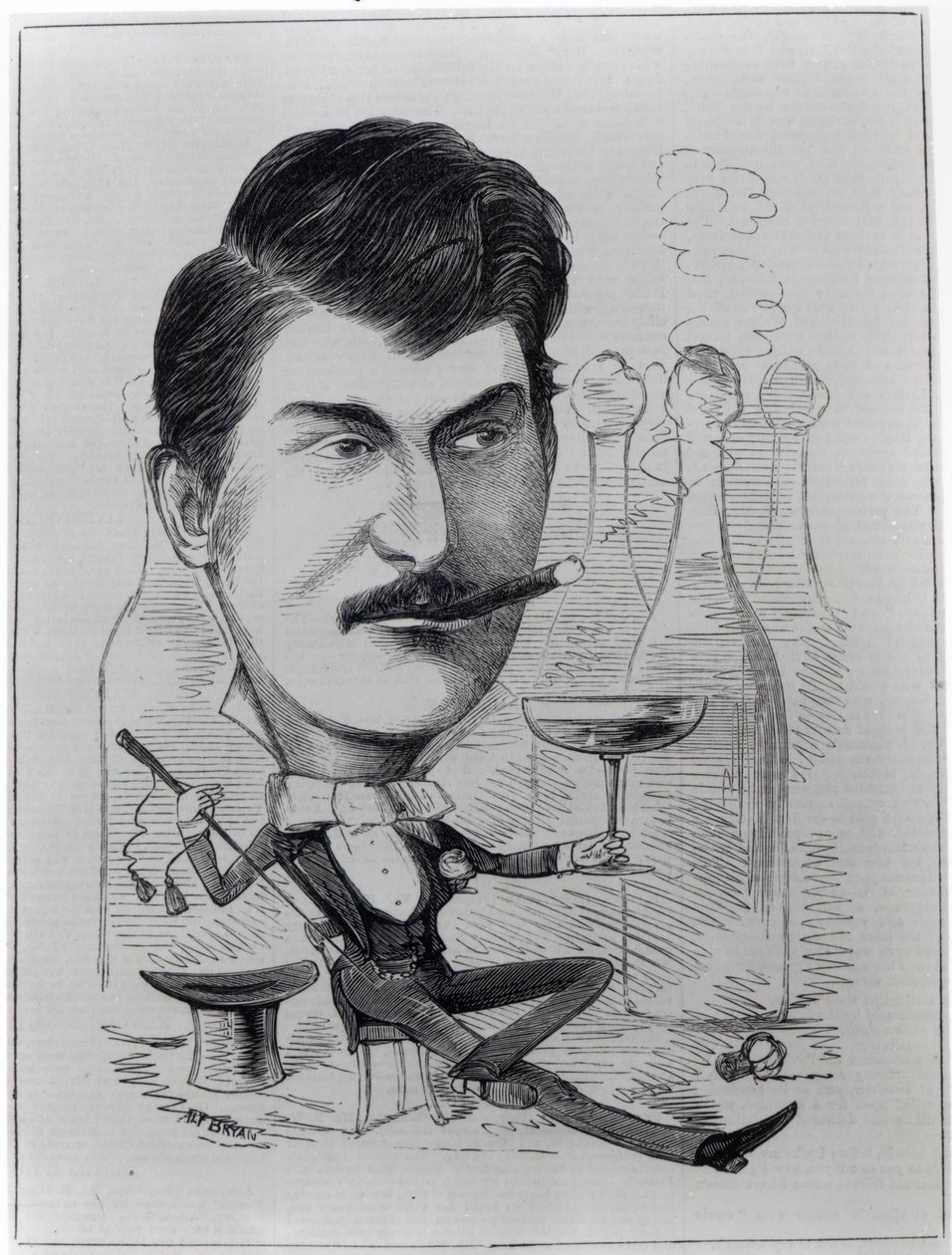 George Leybourne, The Original "Champagne Charlie", ilustração de "The Entr&39;acte", 24 de agosto de 1872 de English School