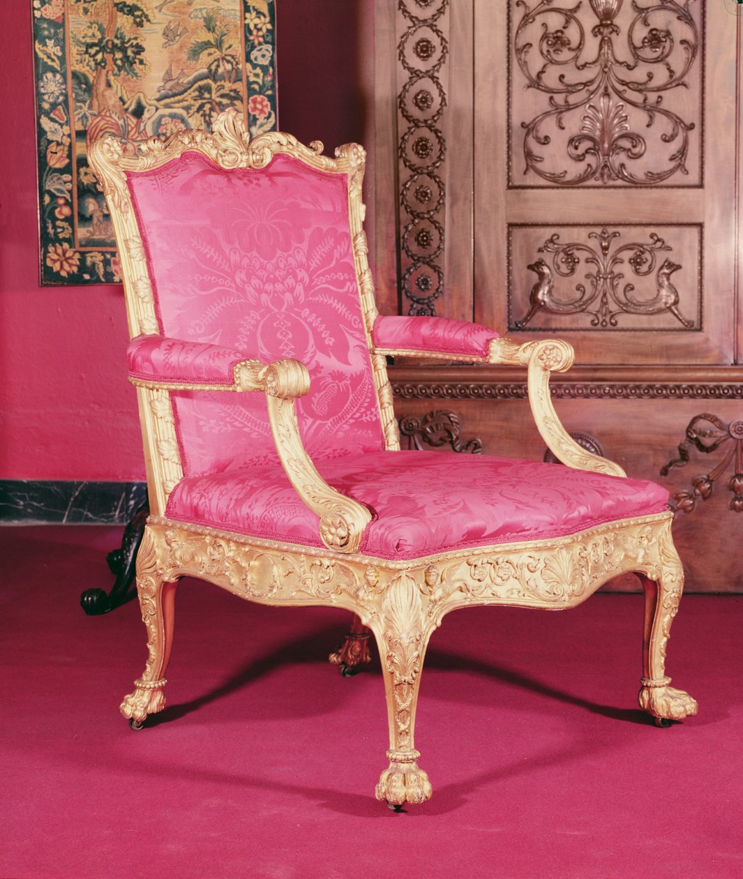 Poltrona dourada de Robert Adam e Thomas Chippendale, 1764 de English School