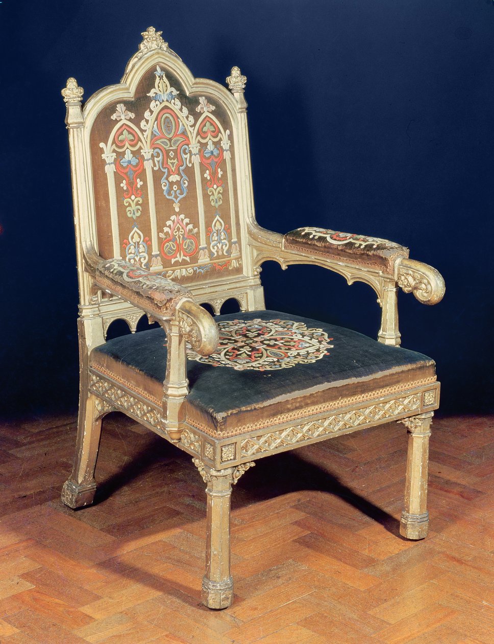 Poltrona Gótica, c.1830 (faia dourada) de English School