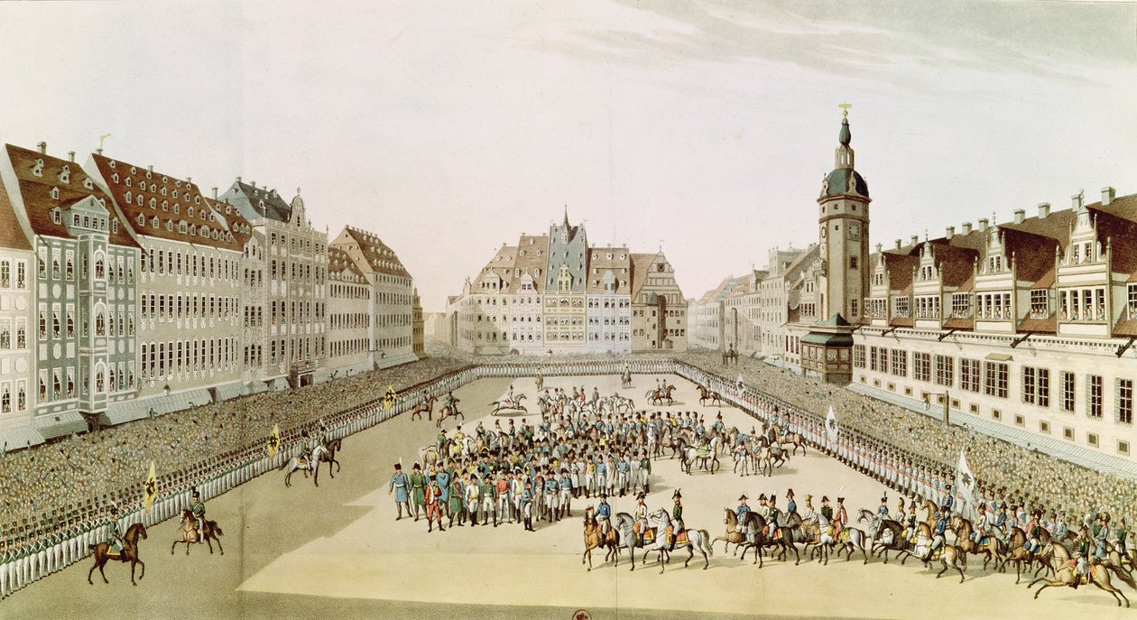 Grande Entrada dos Soberanos Aliados em Leipsic, 19 de outubro de 1813, 1815 de English School