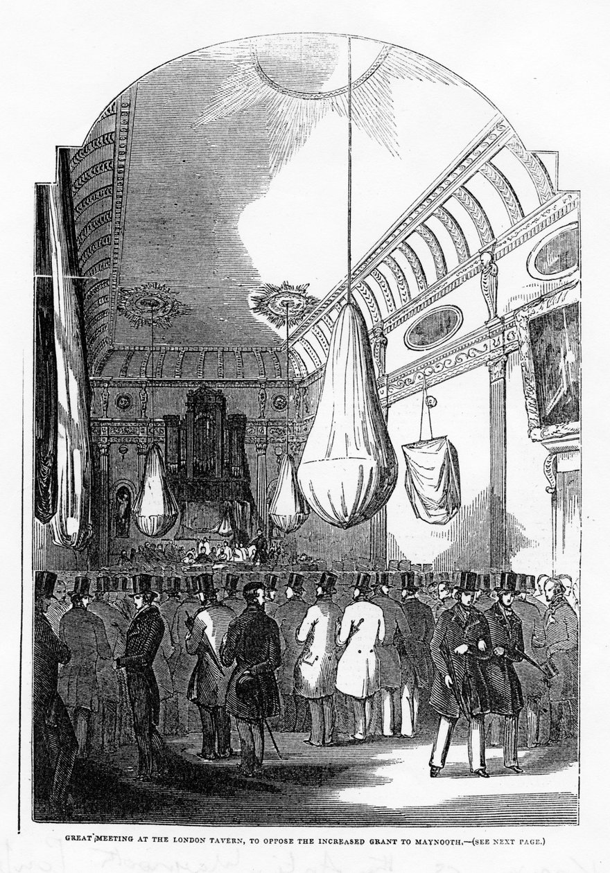 Grande encontro na Taverna de Londres para se opor ao aumento da concessão para Maynooth, c.1840s de English School