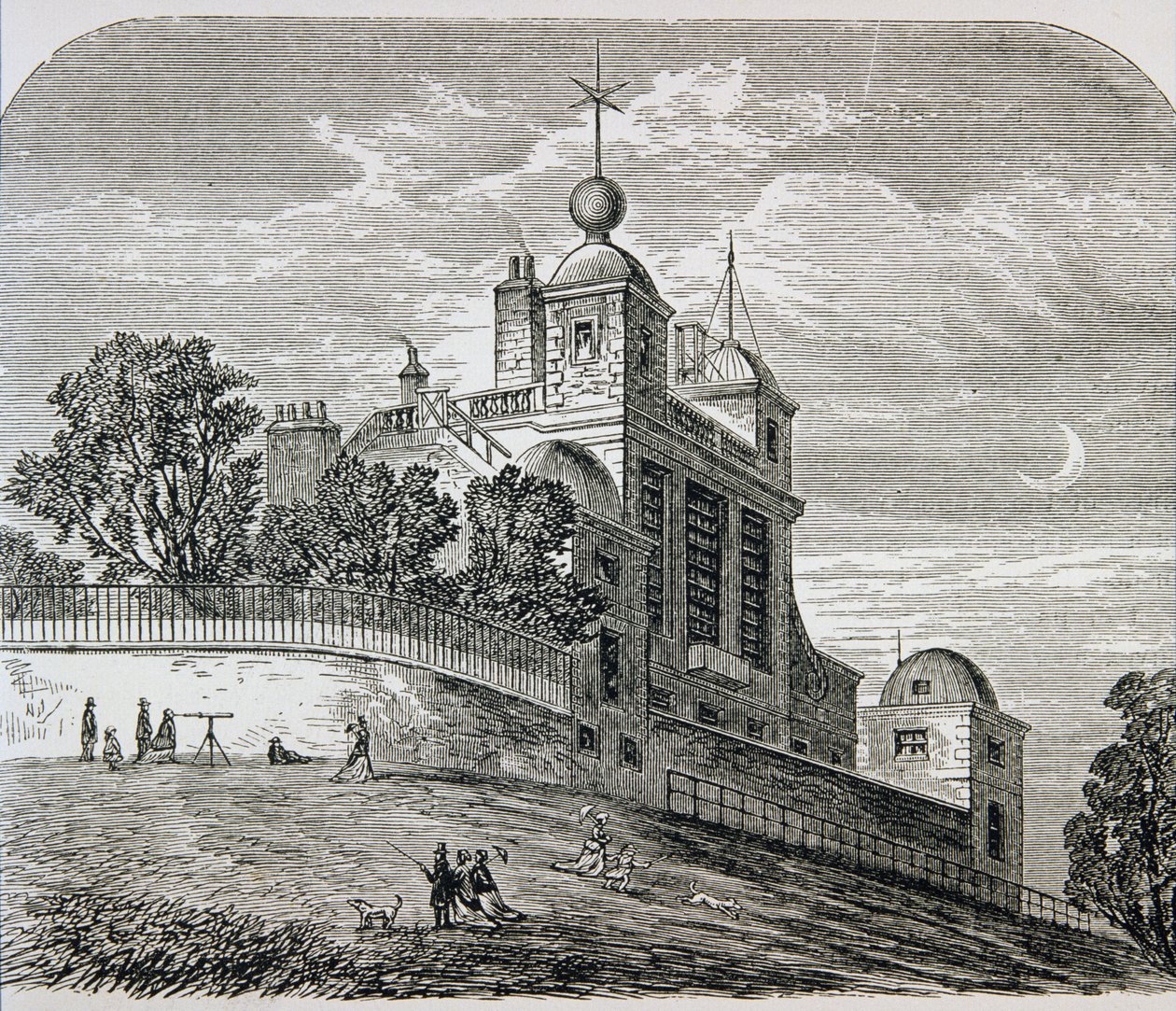 Observatório de Greenwich, Inglaterra, de "The Gallery of Geography", do Rev. Thomas Milner, publicado em 1880 de English School