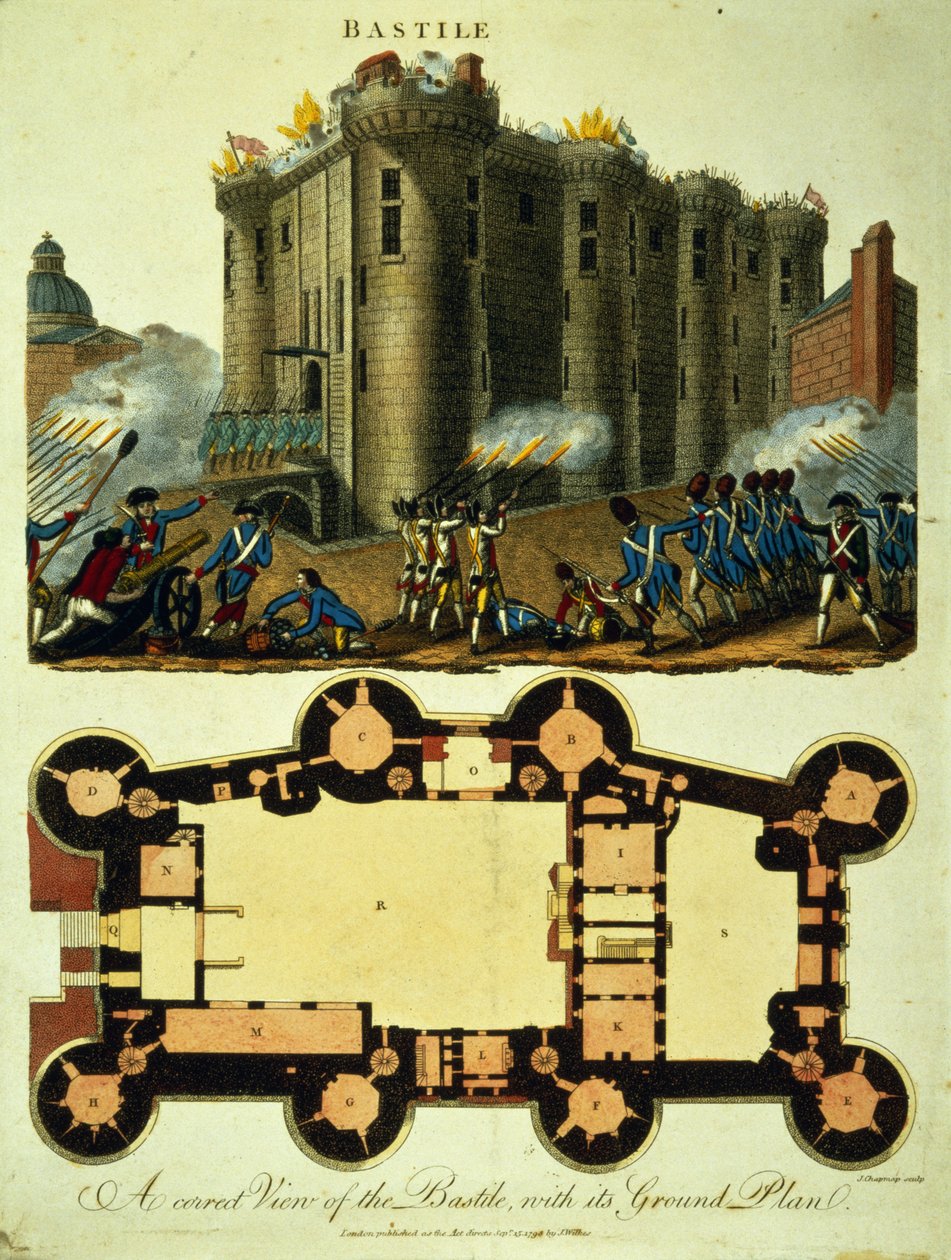 Planta baixa da Bastilha, gravada por J. Chapman, 1798 de English School