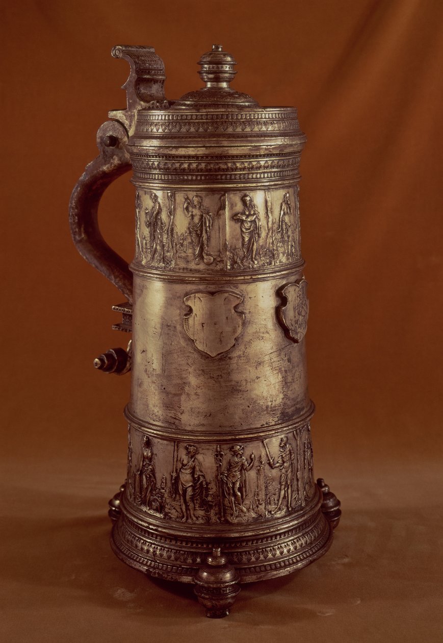 Caneca de guilda, estanho prateado, 1564 de English School