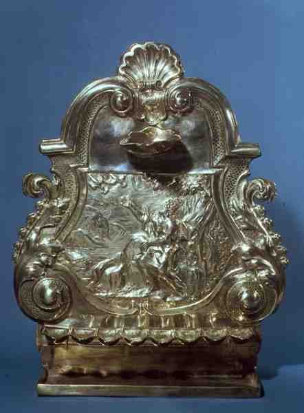 Lâmpada Hanukah, feita por John Ruslen, 1709 (prata) de English School