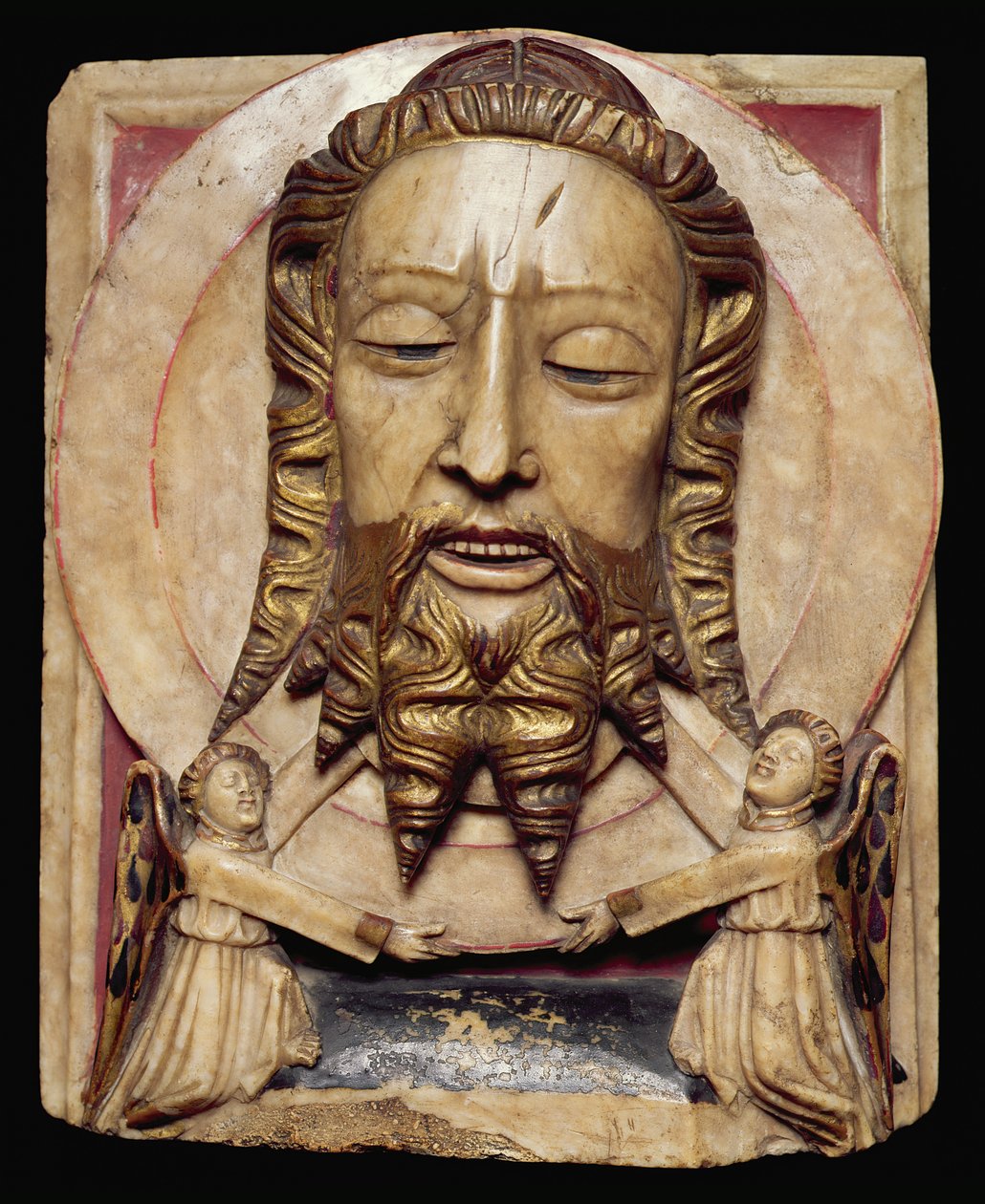 Chefe de João Batista em um prato, Nottingham, c.1450-1500 (alabastro) de English School