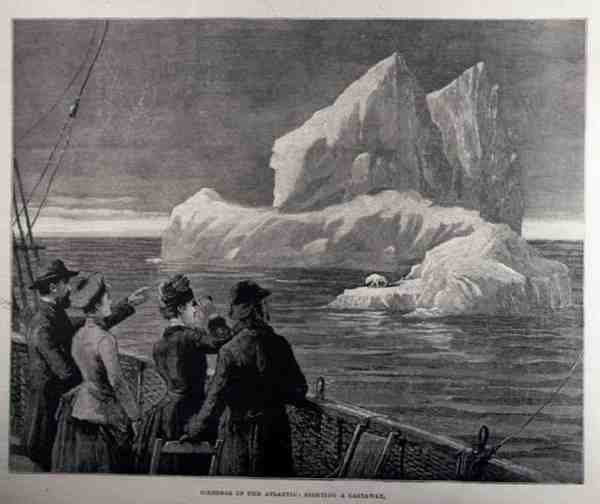 Icebergs no Atlântico: avistando um náufrago, do The Illustrated London News, 18 de junho de 1887 de English School