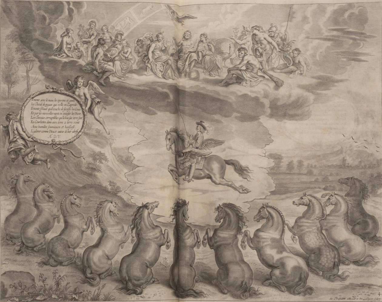 Ilustração de um sistema geral de equitação, por William Cavendish, 1658 de English School