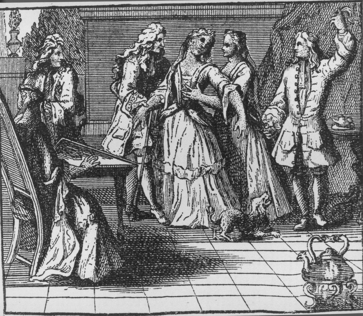 Ilustração de &39;The Rape of the Lock&39; de Alexander Pope (1688-1744) 1714 de English School