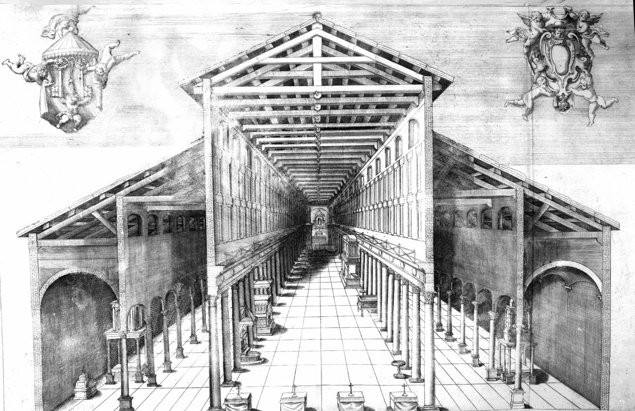 Interior, de, antigas, St.Peter&39;s, roma de English School